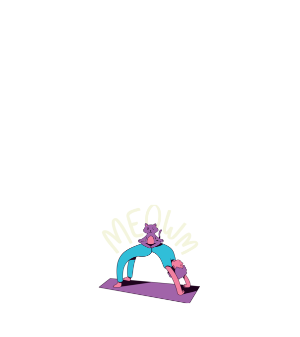 Meowm - Pisică Yoga model negru pe tricou