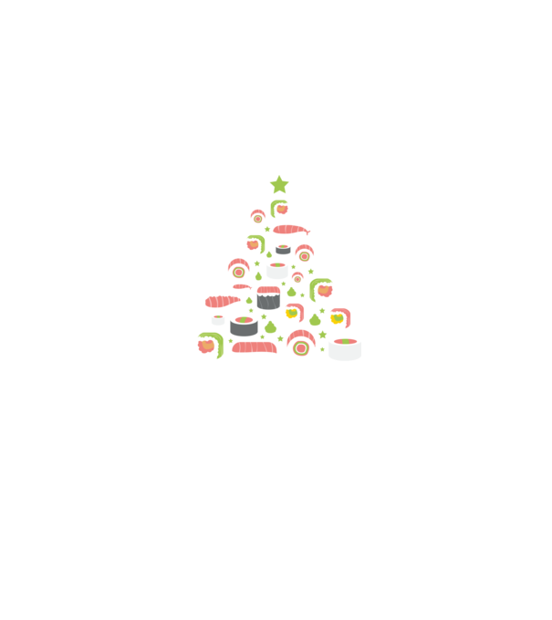 Pom de Crăciun Sushi model negru pe tricou