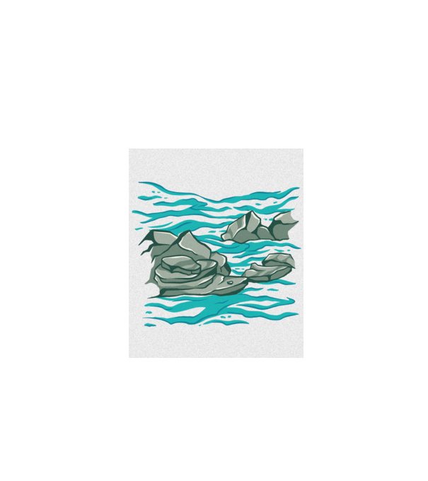 Oceanul cu Stânci model turcoaz pe tricou