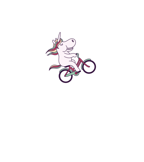 unicorn cu bicicletă model alb pe tricou