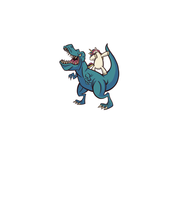 Unicorn DAB T-rex model gri pe tricou
