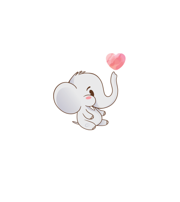 Elefant drăguț model alb pe tricou