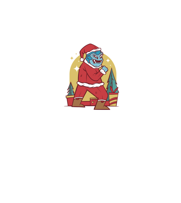 Gorila Santa model alb pe tricou