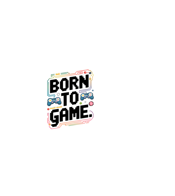 Born to Game Pixel Alb model alb pe tricou