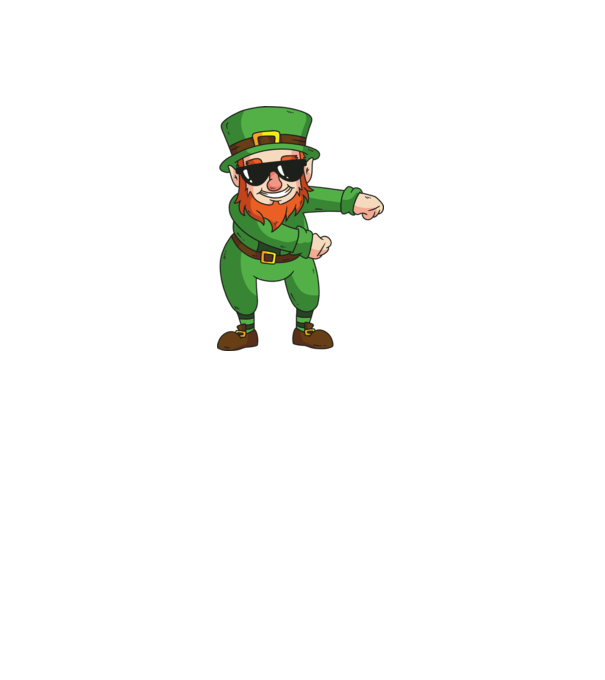 Leprechaun Floss DAB model alb pe tricou