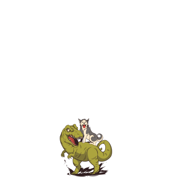Dinozaur Husky model alb pe tricou