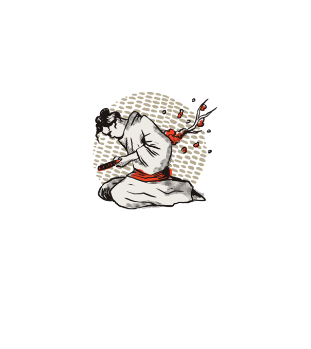 Samurai Harakiri model alb pe tricou