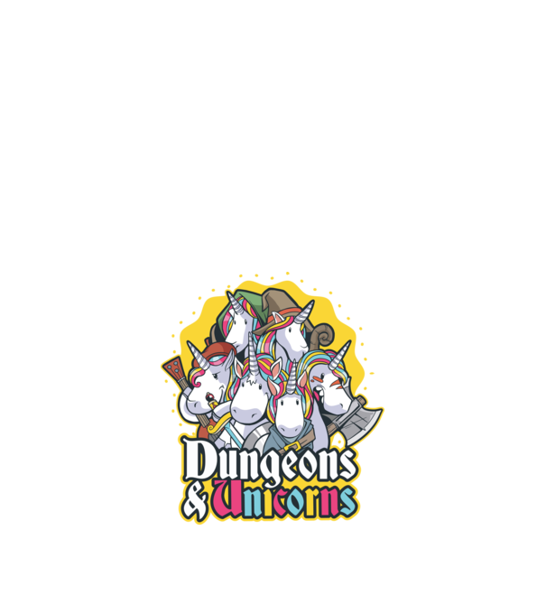 Dungeons and Unicorns model albastru închis pe tricou