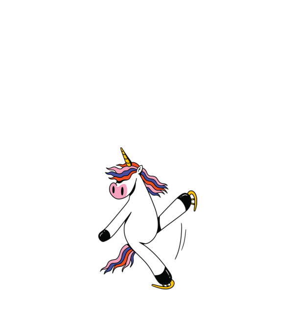 Unicorn cu Patine model nisipiu pe tricou