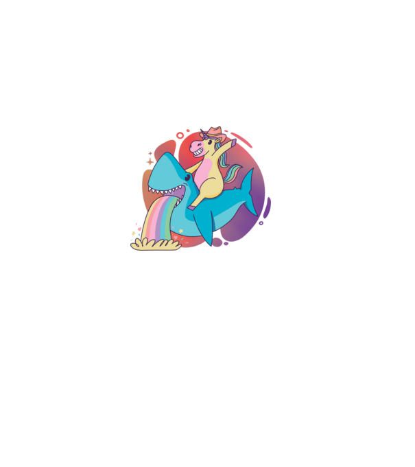 Unicorn pe rechin model negru pe tricou
