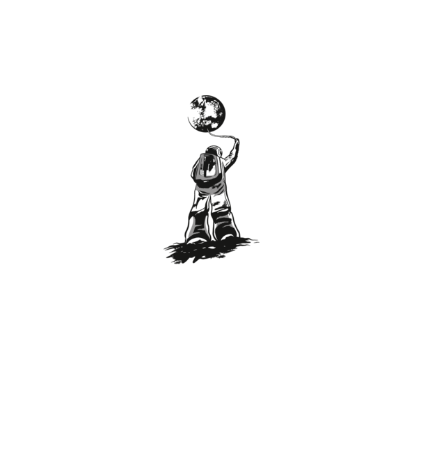 Astronaut Lună model negru pe tricou