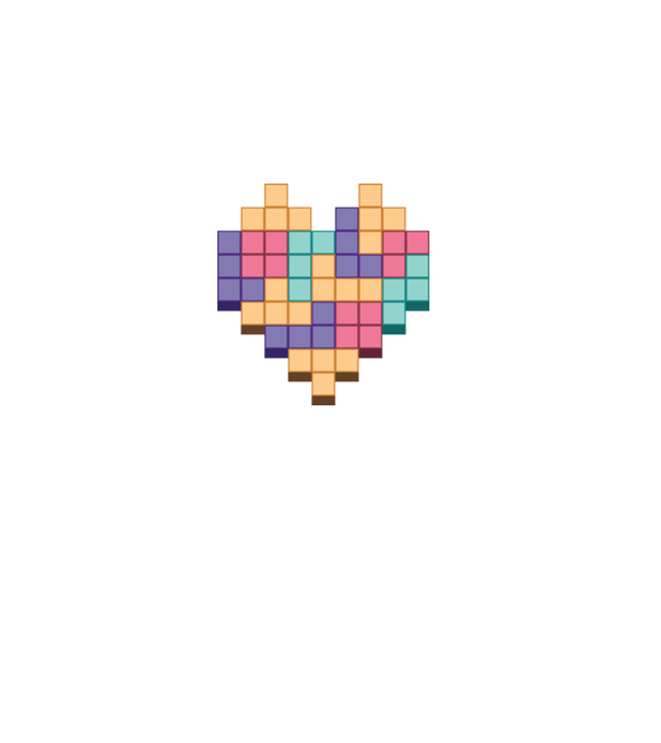 Inimă Tetris model nisipiu pe tricou