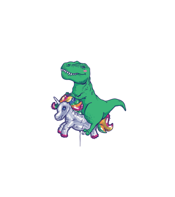 T-rex pe Unicorn balon model alb pe tricou