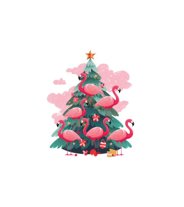 flamingo pom de Crăciun model alb pe tricou