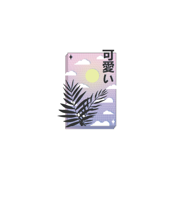 Vaporwave Val model gri pe tricou