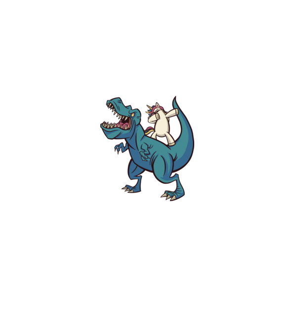 Unicorn DAB T-rex model albastru deschis pe tricou