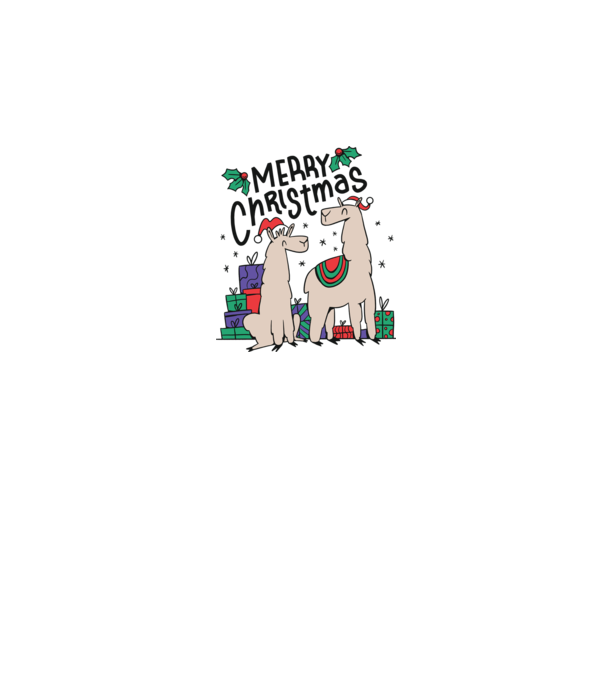 Alpaca de Crăciun model alb pe tricou