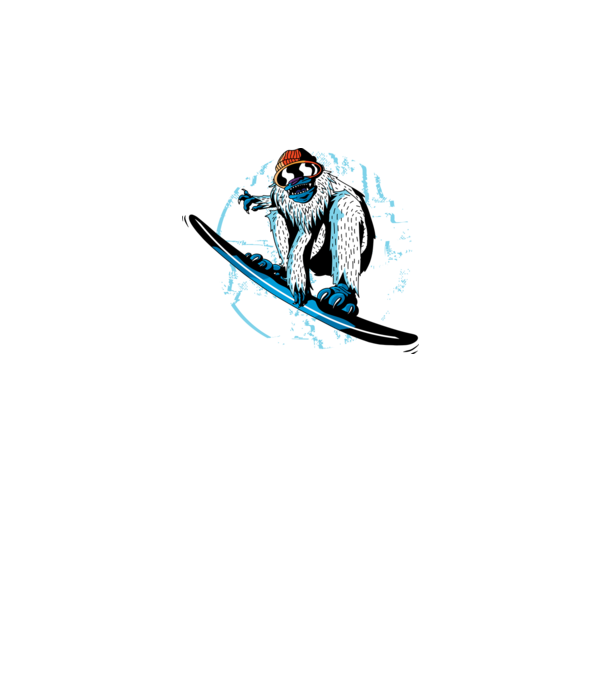 Yeti Snowboarder model alb pe tricou