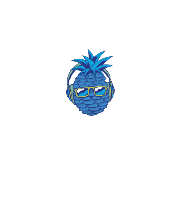 Ananas albastru cu căști model nisipiu pe tricou