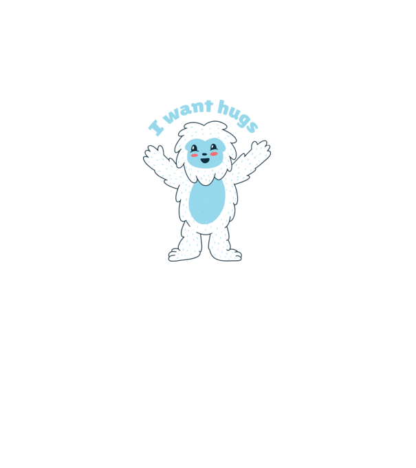 Vreau o îmbrățișare Yeti drăguț model negru pe tricou