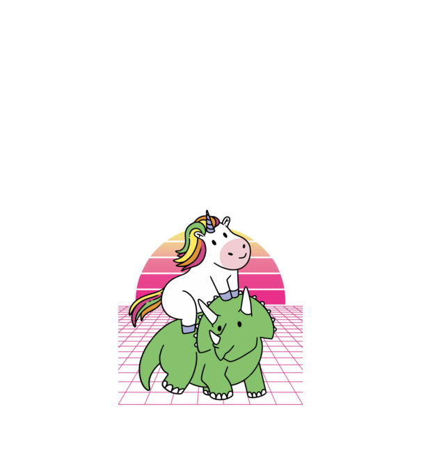 Unicorn pe dinozaur retro model albastru închis pe tricou