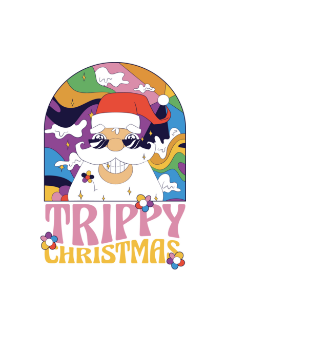Trippy Christmas model negru pe tricou