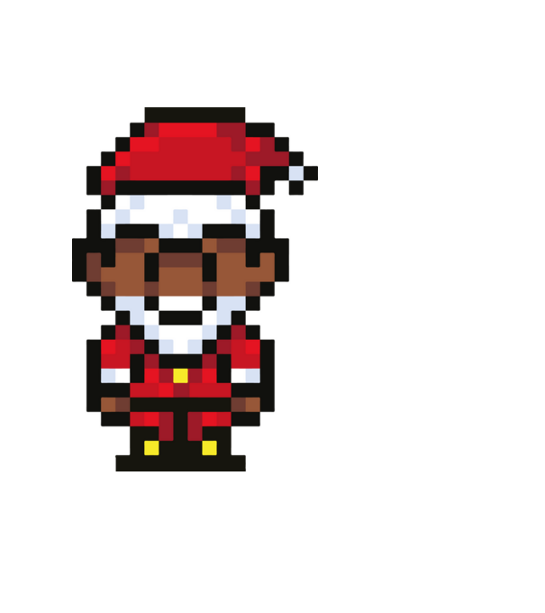 8bit pixel Moș Crăciun model negru pe tricou