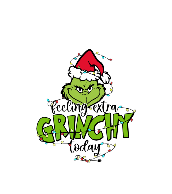 Feeling extra Grinchy today model alb pe tricou