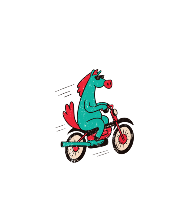 Cal cu bicicletă model negru pe tricou