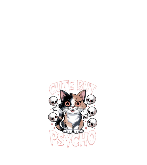 Cute, but Psycho pisică Negru model alb pe tricou