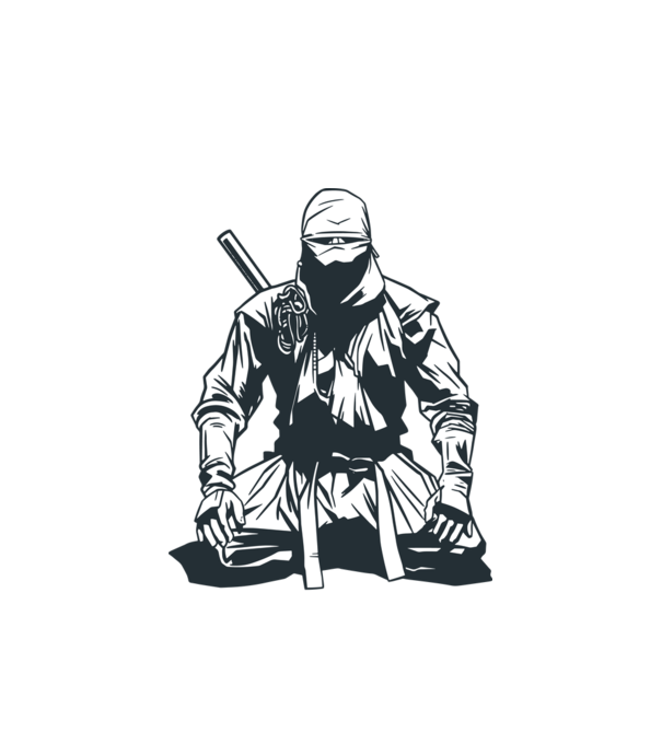 Ninja model alb pe tricou