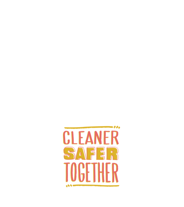 Cleaner Safer Together model negru pe tricou