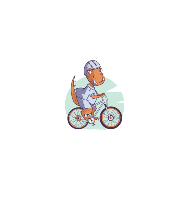 Dinozaur de T-Rex cu bicicletă model turcoaz pe tricou