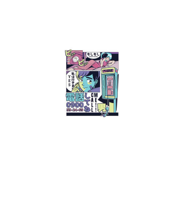 Anime Vaporwave benzi desenate model alb pe tricou