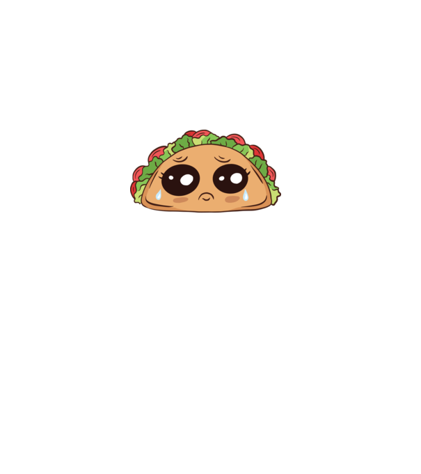 Taco trist model alb pe tricou