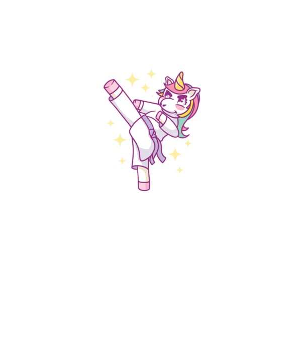 Karate unicorn model gri pe tricou