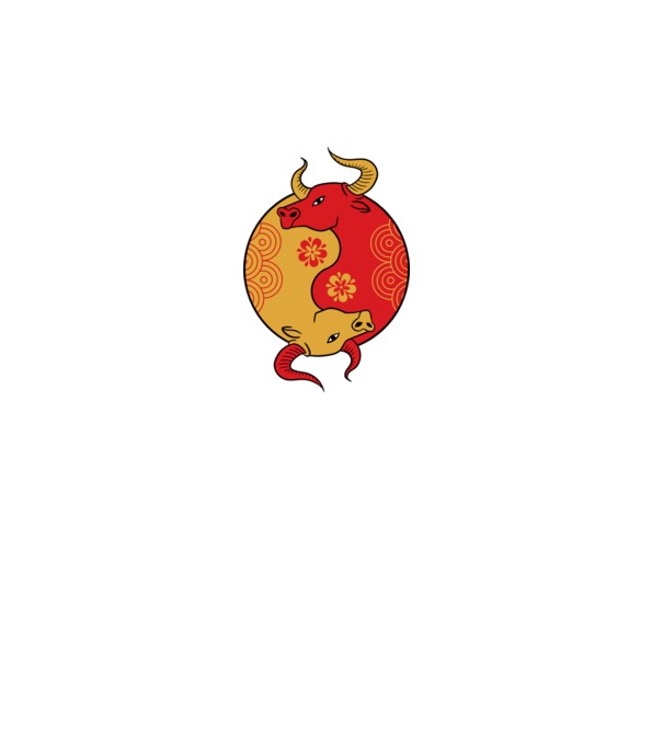 Bivol Yin Yang model alb pe tricou
