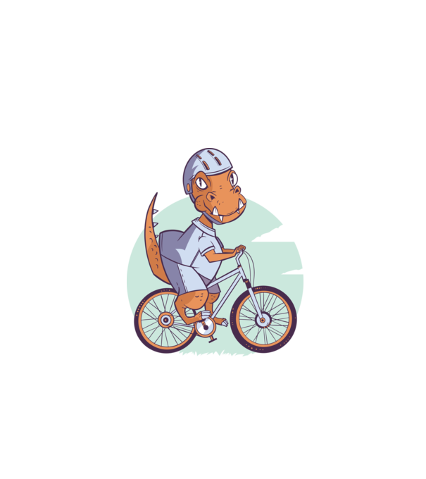 Dinozaur de T-Rex cu bicicletă model turcoaz pe tricou