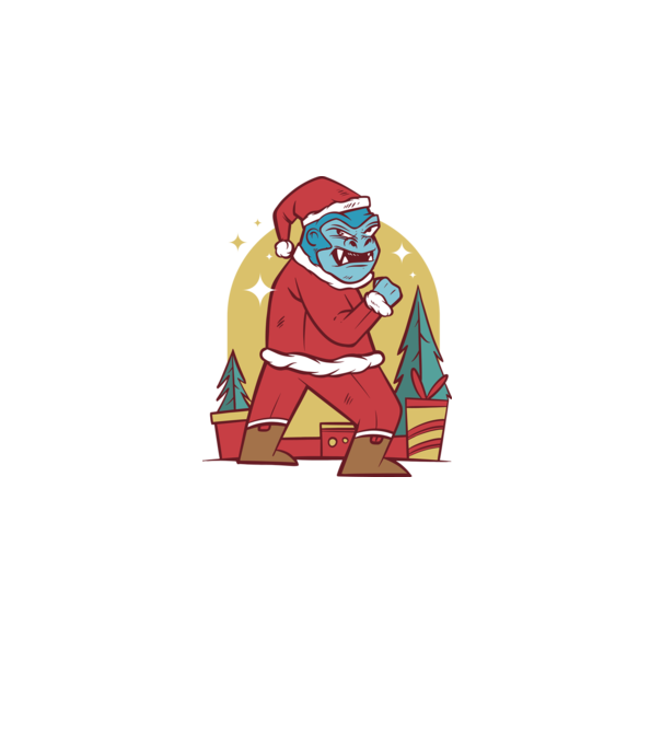 Gorila Santa model alb pe tricou