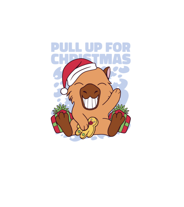 Pull up for christmas Capybara model alb pe tricou