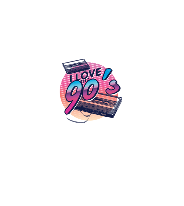 I love the 90s Casetă model albastru deschis pe tricou