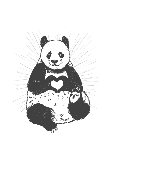 Inimă panda model negru pe tricou
