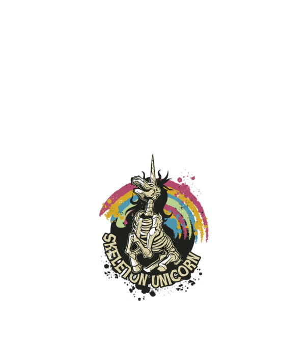 Schelet unicorn model alb pe tricou