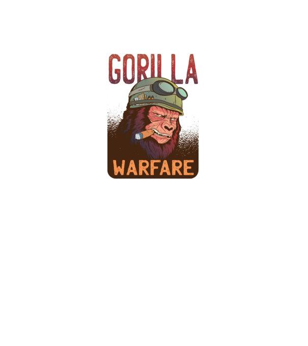 Gorilla Warfare model alb pe tricou