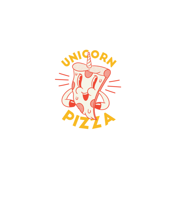 Unicorn Pizza model mov pe tricou