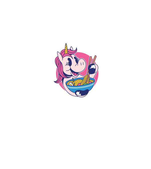 Unicorn Ramen model albastru jeanși pe tricou