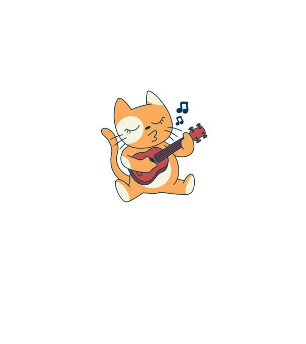 Pisică chitară Ukulele model gri pe tricou
