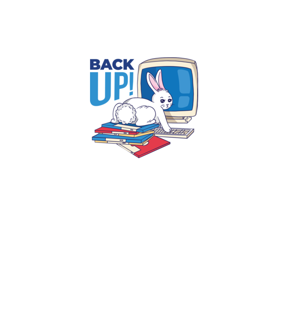 Back up bunny model alb pe tricou