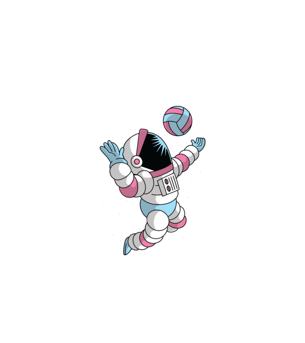 Astronaut voleibalist model negru pe tricou