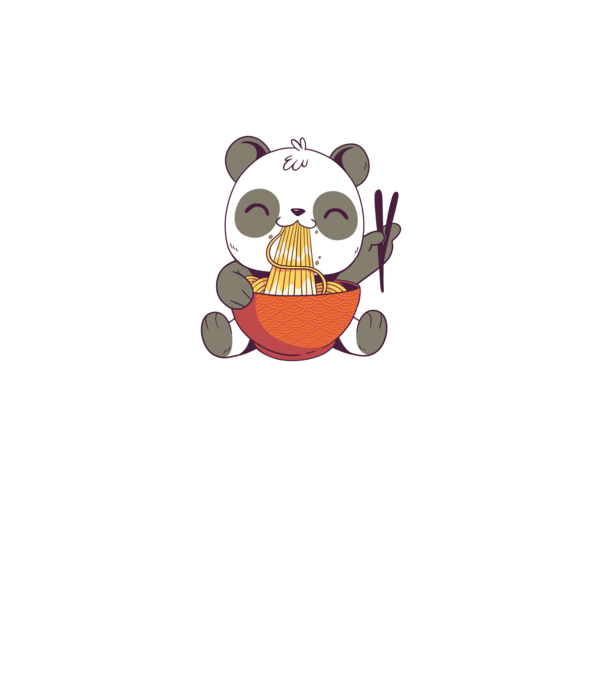 Panda drăguț cu paste model gri pe tricou